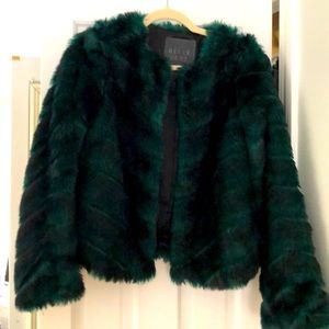 Faux fur green and black jacket